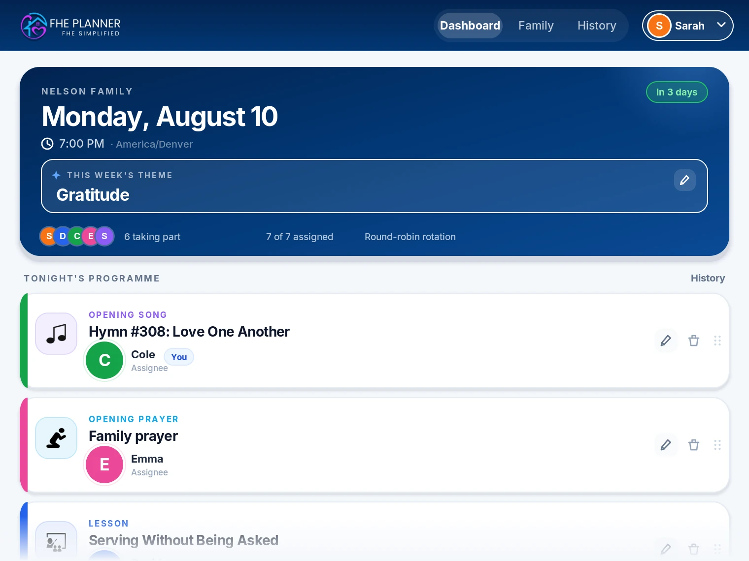 Smart Scheduling screen in FHE Planner